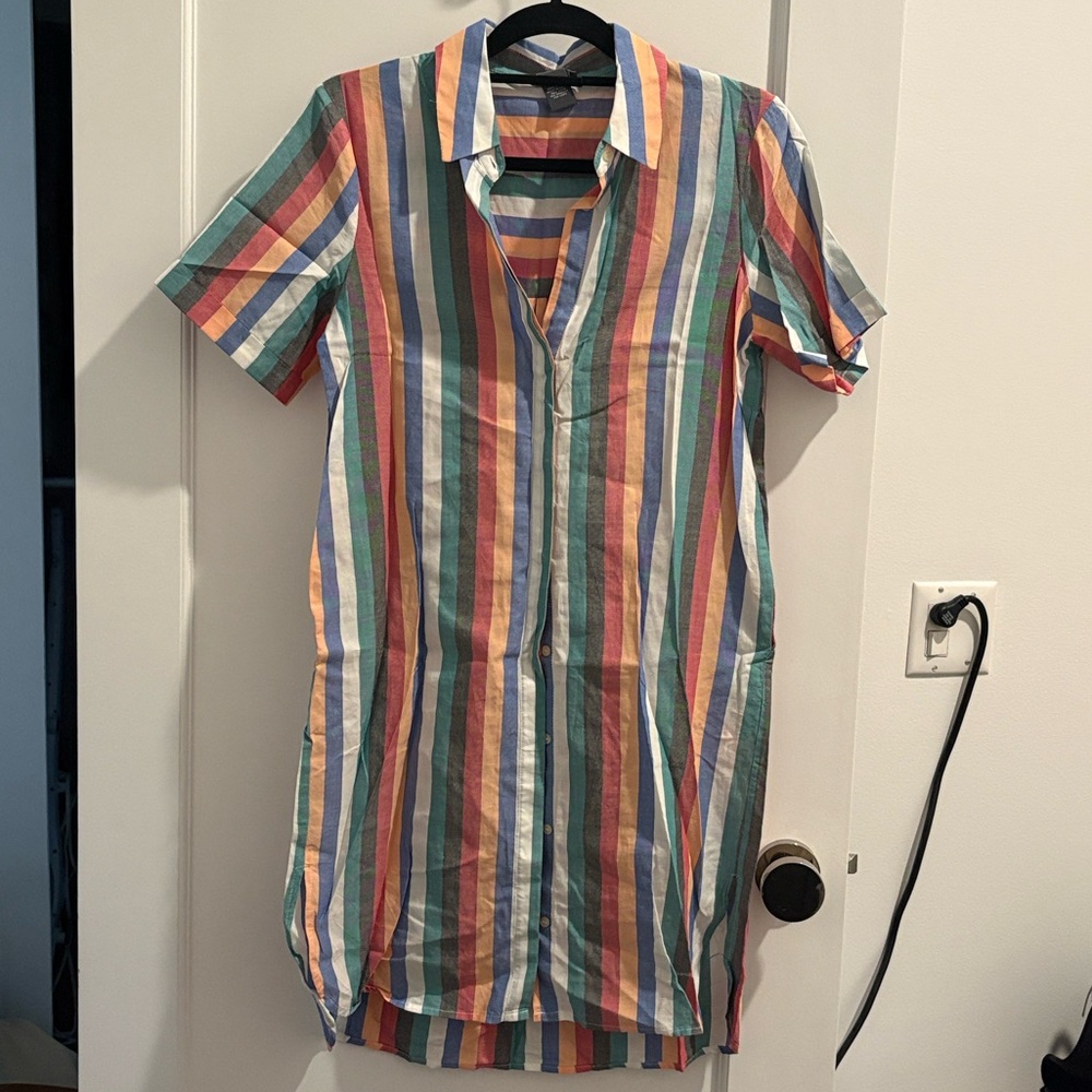 Chelsea & Theodore Colorful Striped Shirtdress